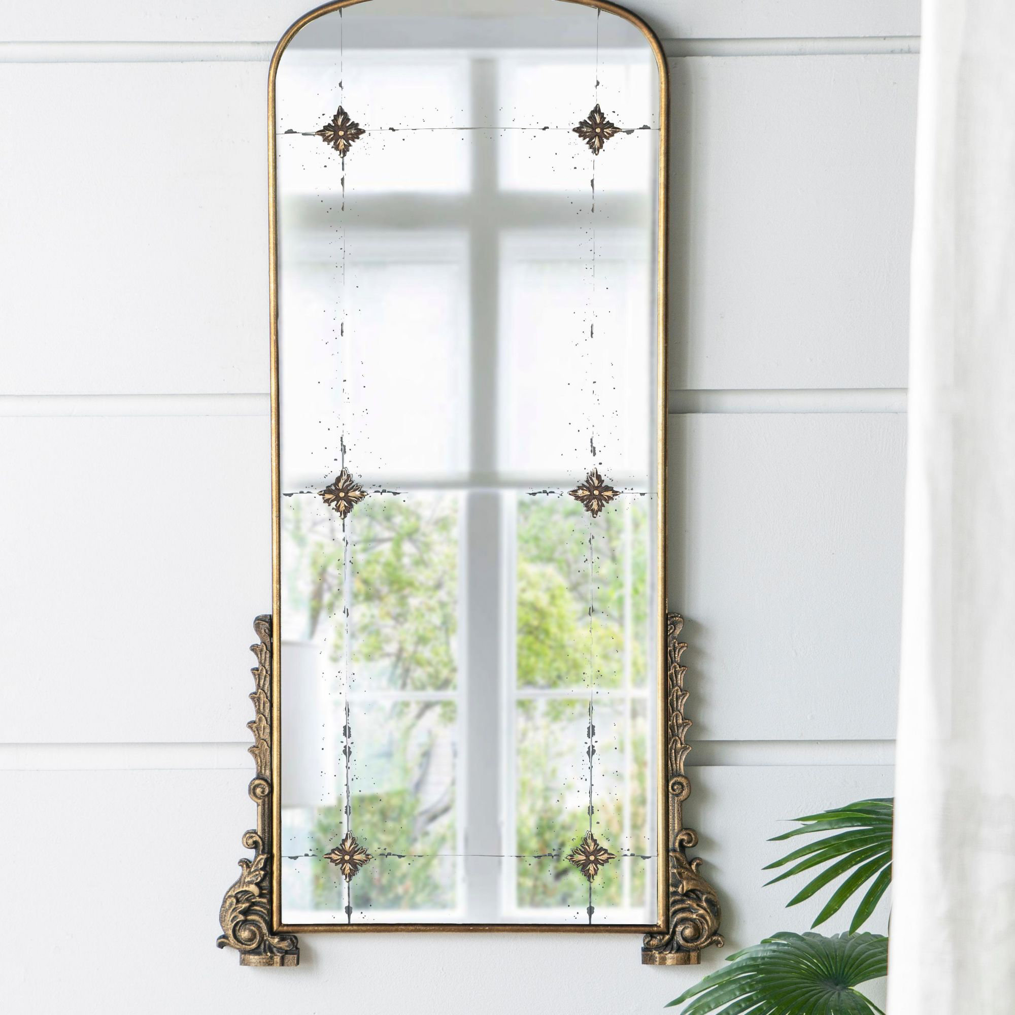 House of Hampton 24" x 48.5" Antique Gold Arched Mirror Wayfair
